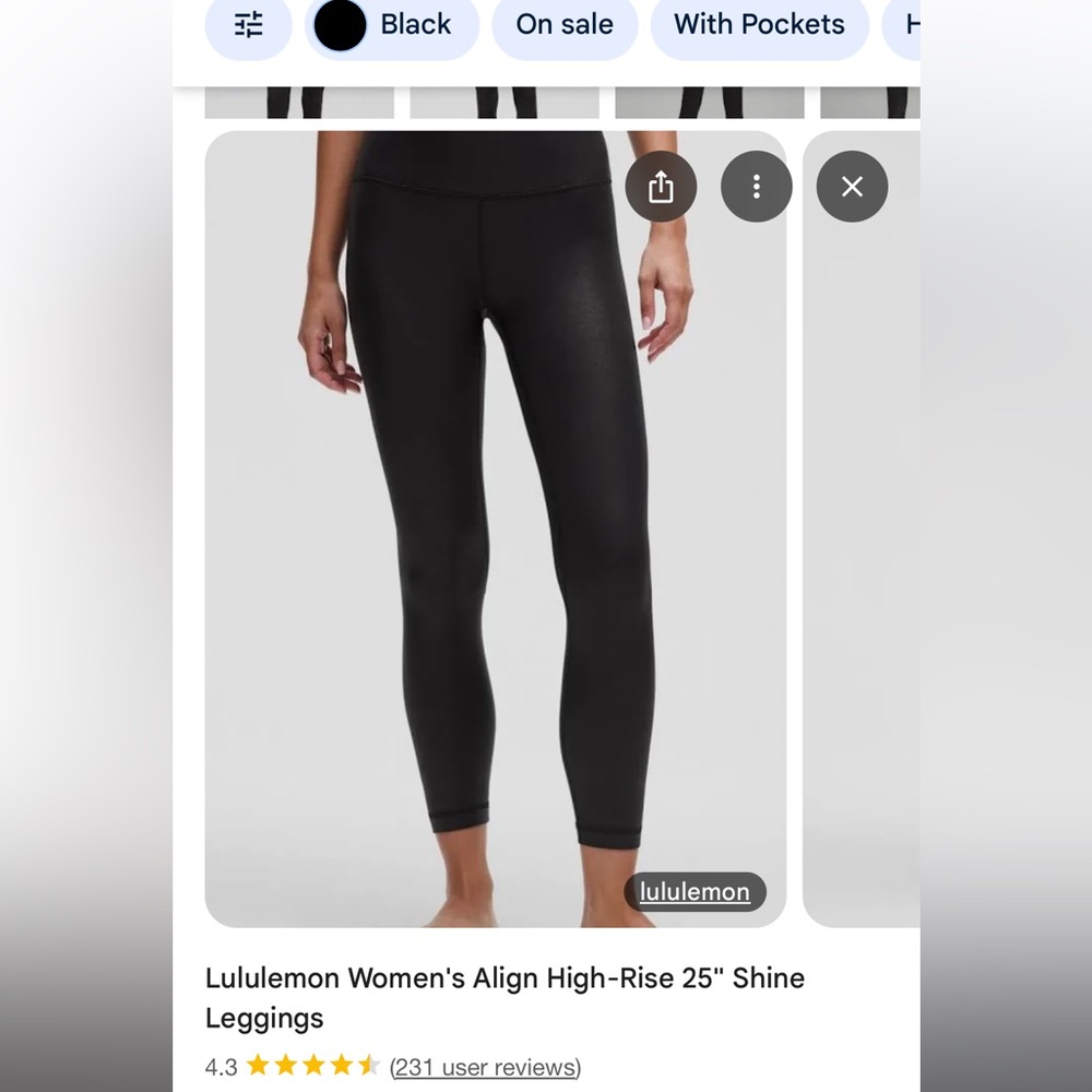 Lululemon Align High-Rise Women's Black Leggings-Shine 18   (25’)